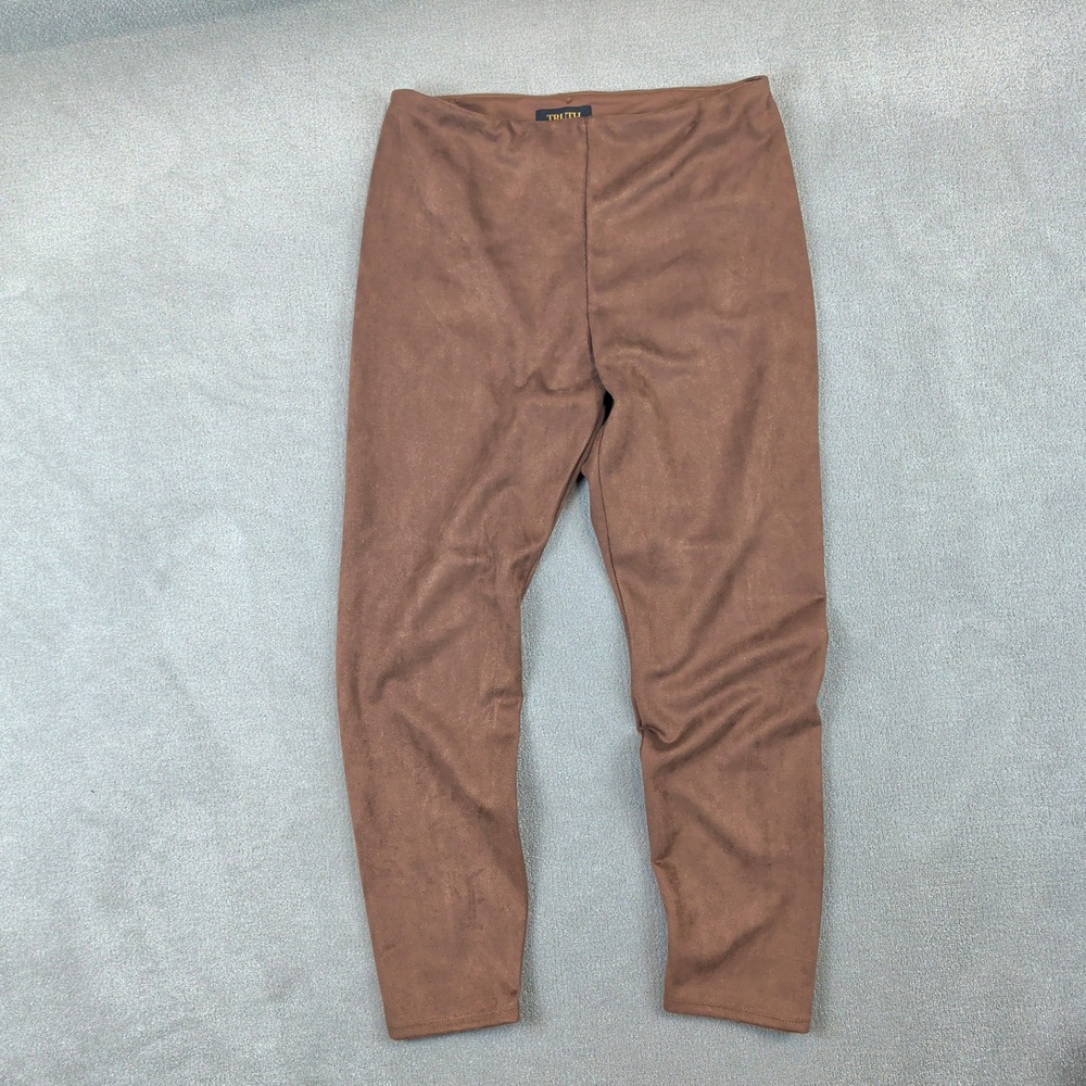 Truth by Republic Faux Suede Leggings Womens Large Brown Tummy Control Stretch